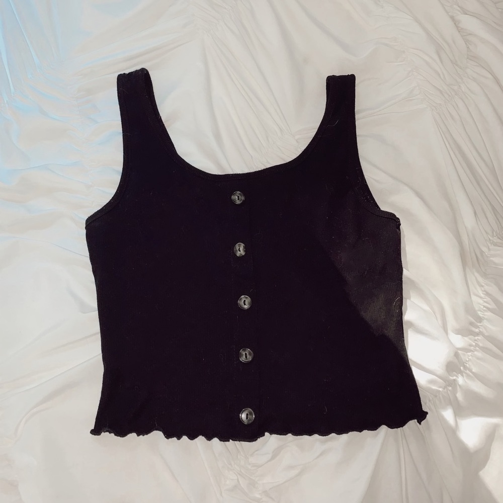 black button-up tank top